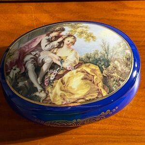 Beautiful Limoges China Cobalt Blue  Lidded Oval Trinket Bowl